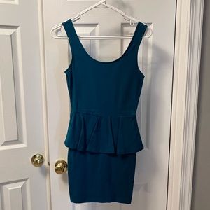 Turquoise peplum tank dress, size S